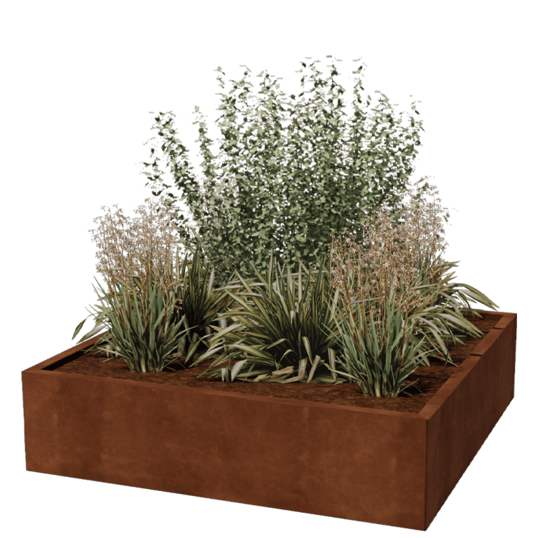 Corten jekleno korito za rože - Kvadrat - 120 x 120 cm