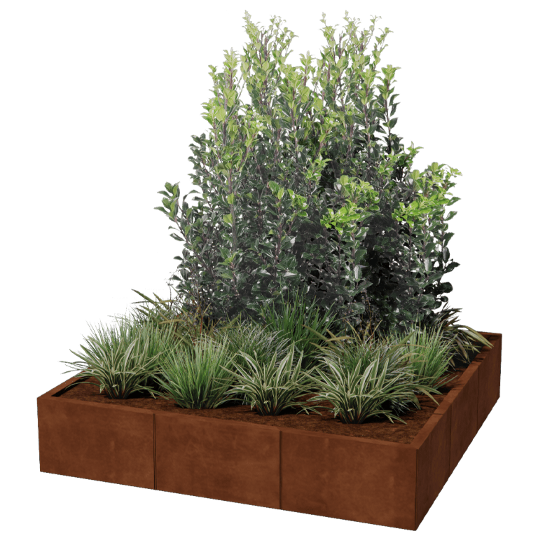 Corten jekleno korito za rože XXL - Kvadrat - 150 x 150 cm