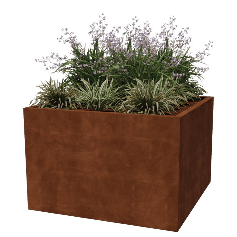 Corten jekleno korito za rože - Kvadrat - 120 x 120 x 80 cm - Varjeno