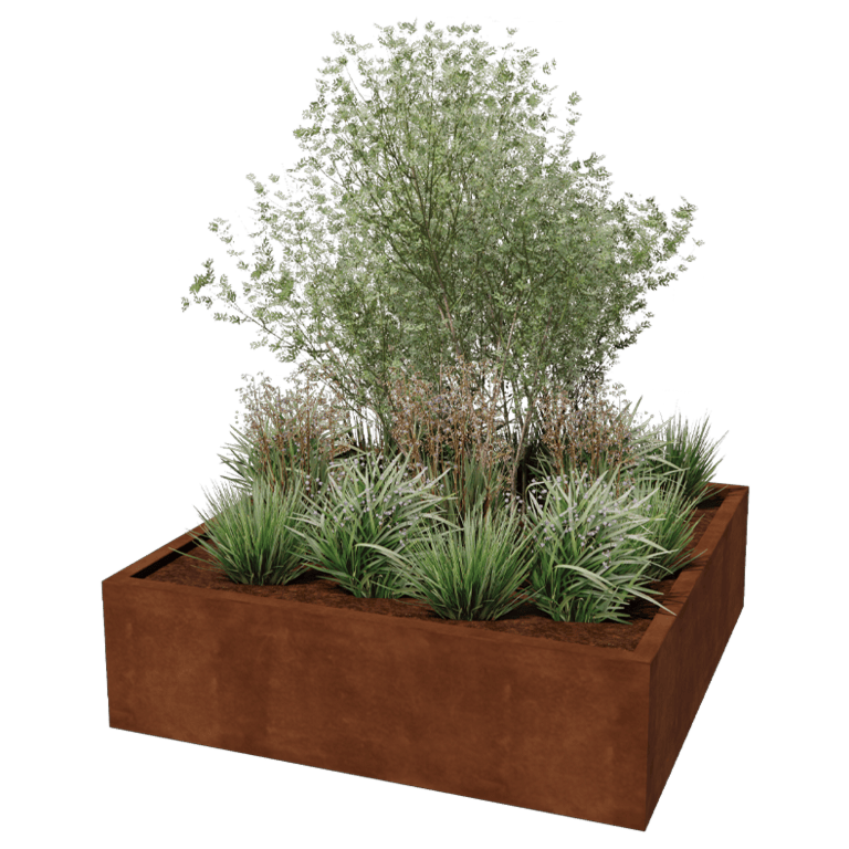 Corten jekleno korito za rože - Kvadrat - 140 x 140 x 40 cm - Varjeno