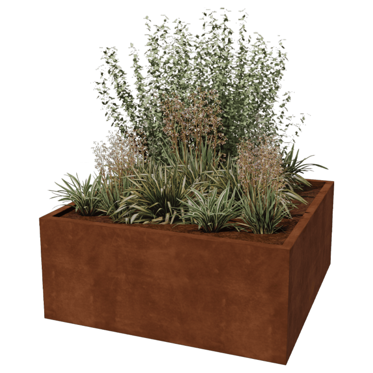Corten jekleno korito za rože - Kvadrat - 140 x 140 x 60 cm - Varjeno
