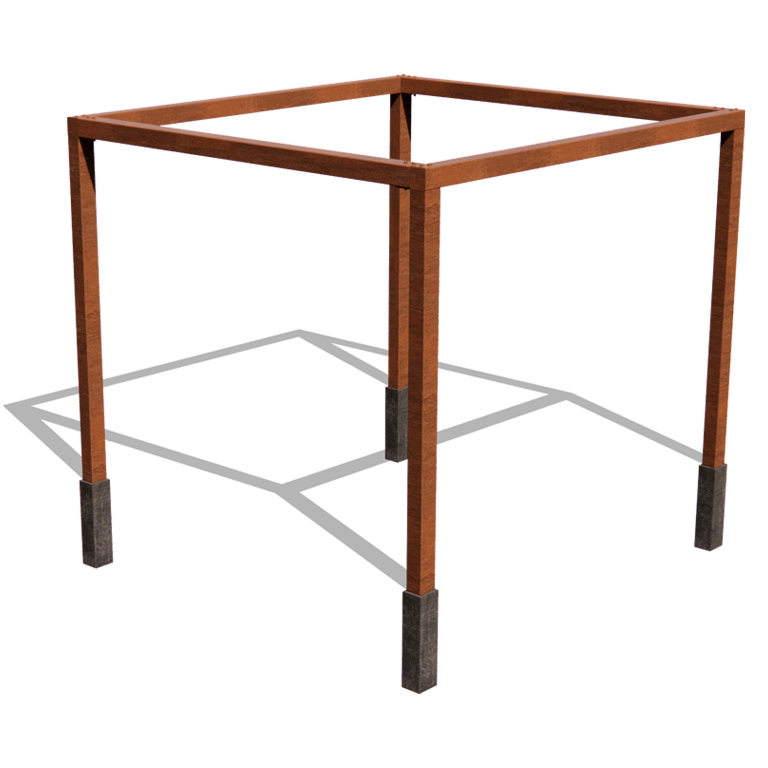 Corten jeklena pergola - Kvadrat - 324 x 300 x 230 cm
