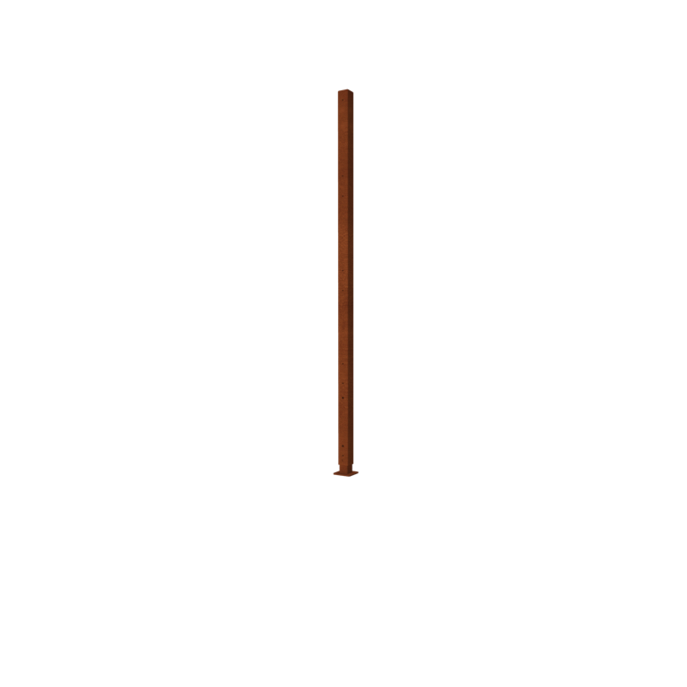 Corten jeklena ograja H - Kotni steber z osnovno ploščo - 190 x 6 x 6 cm