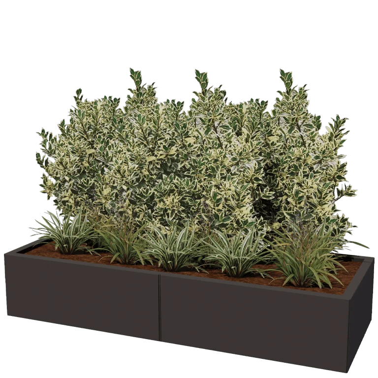 Jekleno korito za rože XXL - Pravokotnik - 160 x 60 x 30 cm - Druga RAL barva - Z dnoploščo