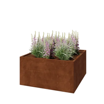 Corten jekleno korito za rože - Kvadrat - 120 x 120 x 60 cm - Z dnoploščo