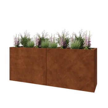 Corten jekleno korito za rože XXL - Pravokotnik - 200 x 50 x 80 cm - Z dnoploščo