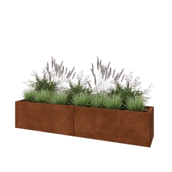 Corten jekleno korito za rože XXL - Pravokotnik - 200 x 40 x 40 cm - Z dnoploščo