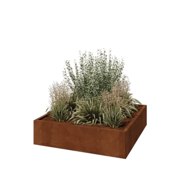Corten jekleno korito za rože - Kvadrat - 120 x 120 x 30 cm - Z dnoploščo