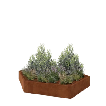 Corten jekleno korito za rože - Šestkotnik - 239,3 x 207,8 x 30 cm - Brez dnoplošče