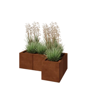 Corten jekleno korito za rože - L-oblikа - 90 x 60 x 30 cm - Z dnoploščo