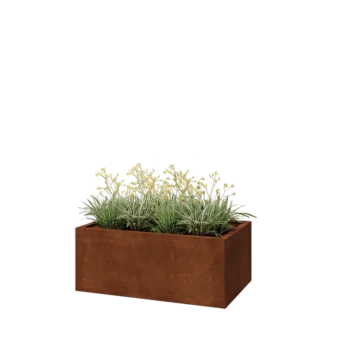 Corten jekleno korito za rože - Pravokotnik - 100 x 60 x 40 cm - Z dnoploščo