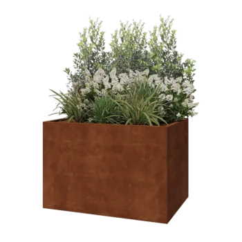 Corten jekleno korito za rože - Pravokotnik - 120 x 80 x 80 cm - Z dnoploščo