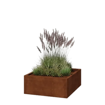 Corten jekleno korito za rože - Kvadrat - 100 x 100 x 40 cm - Varjeno - Brez dnoplošče