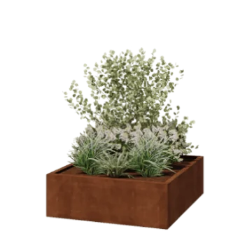 Corten jekleno korito za rože - Kvadrat - 120 x 120 x 40 cm - Varjeno - Brez dnoplošče