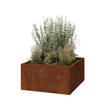 Corten jekleno korito za rože - Kvadrat - 120 x 120 x 60 cm - Varjeno - Brez dnoplošče