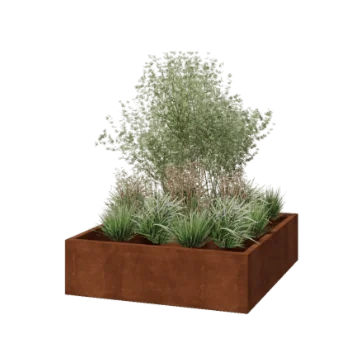 Corten jekleno korito za rože - Kvadrat - 140 x 140 x 40 cm - Varjeno - Brez dnoplošče