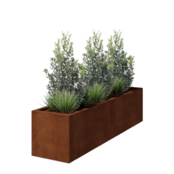 Corten jekleno korito za rože - Pravokotnik - 200 x 50 x 50 cm - Varjeno - Z dnoploščo