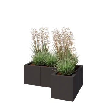 Jekleno korito za rože - L-oblikа - 90 x 60 x 30 cm - Druga RAL barva - Brez dnoplošče
