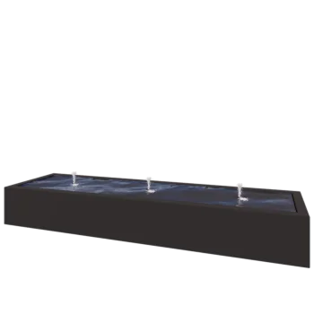 Aluminijasta fontana - Lyra - 300 x 80 x 40 cm - RAL9005 mat (črna) - Z LED osvetlitvijo