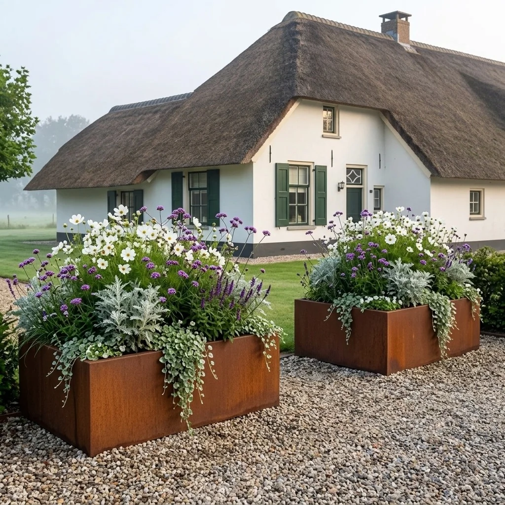 Corten jekleno korito za rože XXL - Pravokotnik - 160 x 60 x 40 cm - Z dnoploščo
