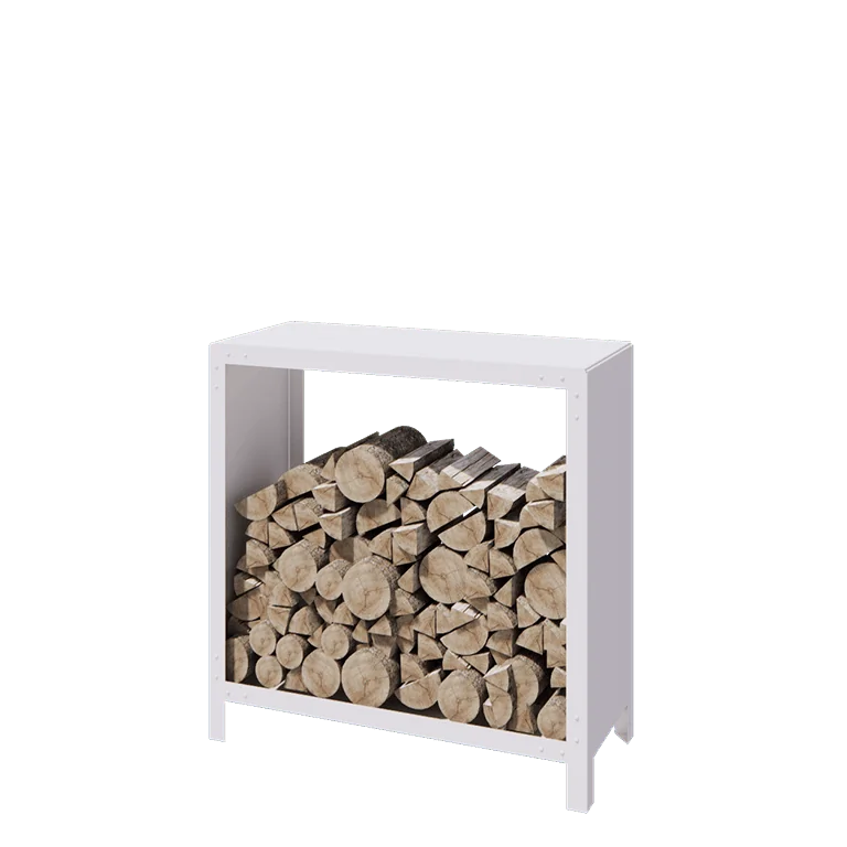 Jekleni regal za drva - Indiana - 100 x 40 x 100 cm - RAL9010 mat (bela)