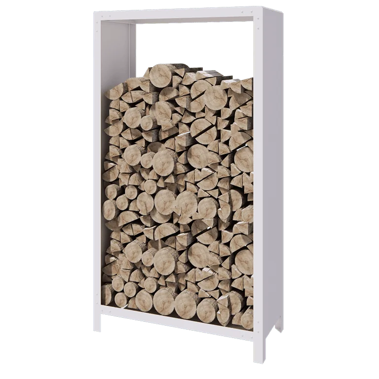Jekleni regal za drva - Indiana - 100 x 40 x 180 cm - RAL9010 mat (bela)