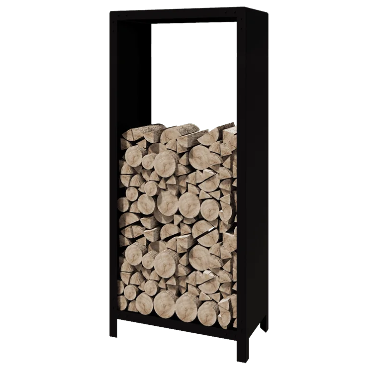 Jekleni regal za drva - Indiana - 80 x 40 x 180 cm - RAL9005 mat (črna)