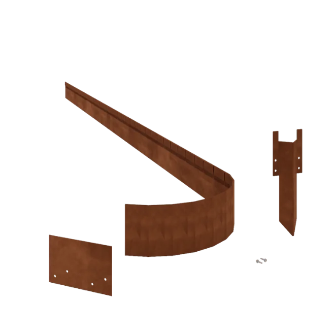 Corten jekleni vrtni robnik - Sploščen FLEX - Višina 13 cm - Celoten komplet 24 meter