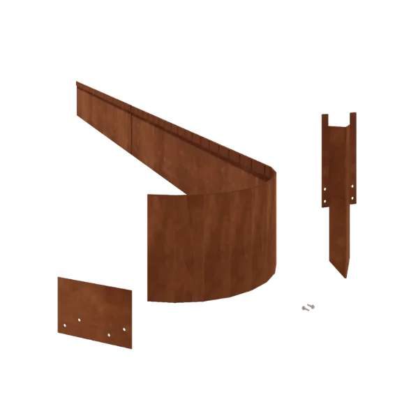 Corten jekleni vrtni robnik - Sploščen FLEX - Višina 23 cm - Celoten komplet 15 meter
