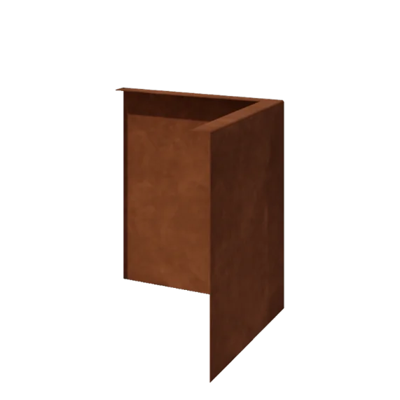 Corten jekleni vrtni robnik - Upognjen - Zunanji kot - Višina 34 cm