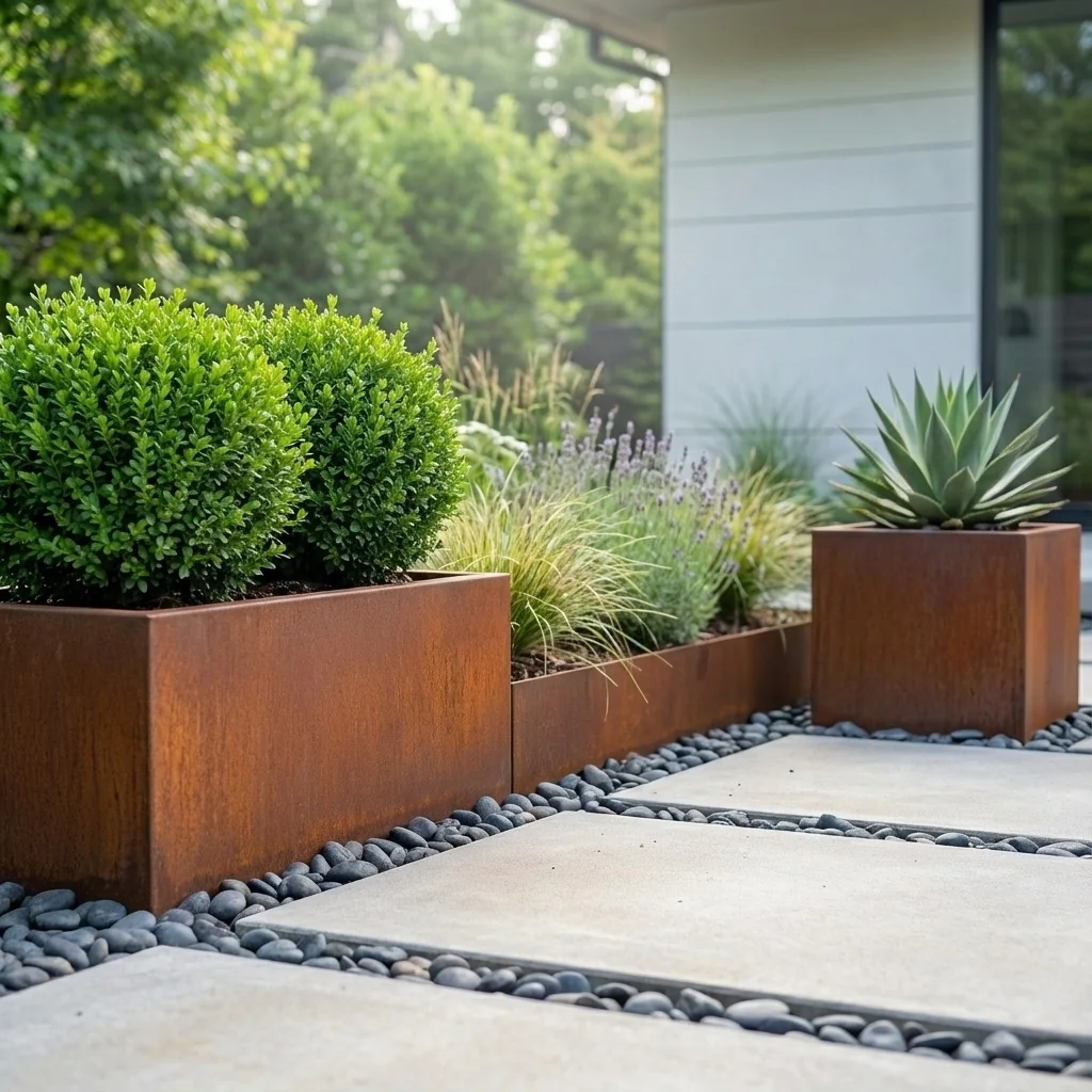 Corten jekleno korito za rože - Kvadrat - 100 x 100 x 40 cm - Z dnoploščo