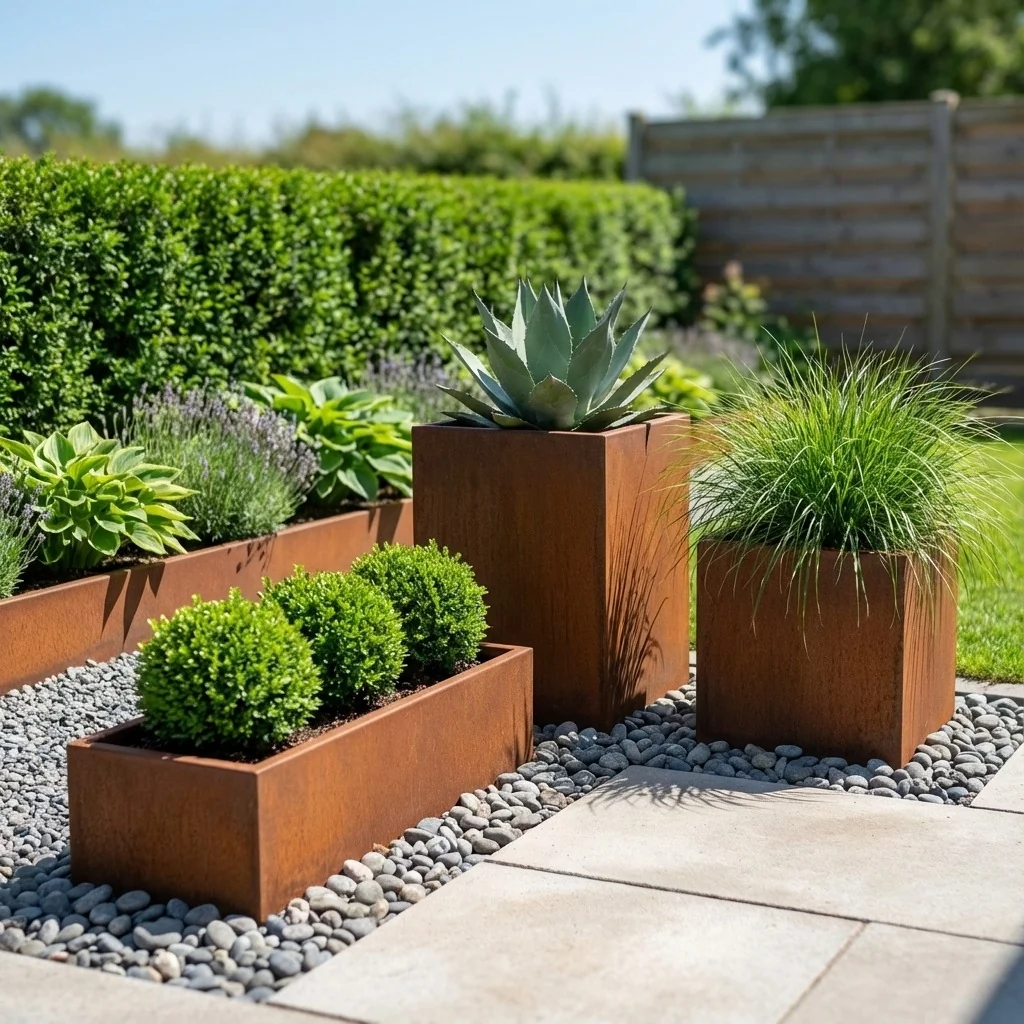 Corten jekleno korito za rože - Pravokotnik - 100 x 30 x 30 cm - Z dnoploščo