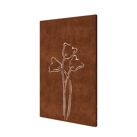 Corten jekleni panel - Tulipan Simetričen - 120 x 6 x 190 cm