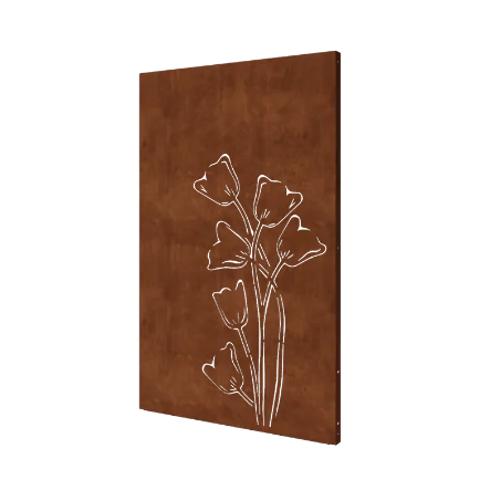 Corten jekleni panel - Tulipan asimetričen - 120 x 6 x 190 cm