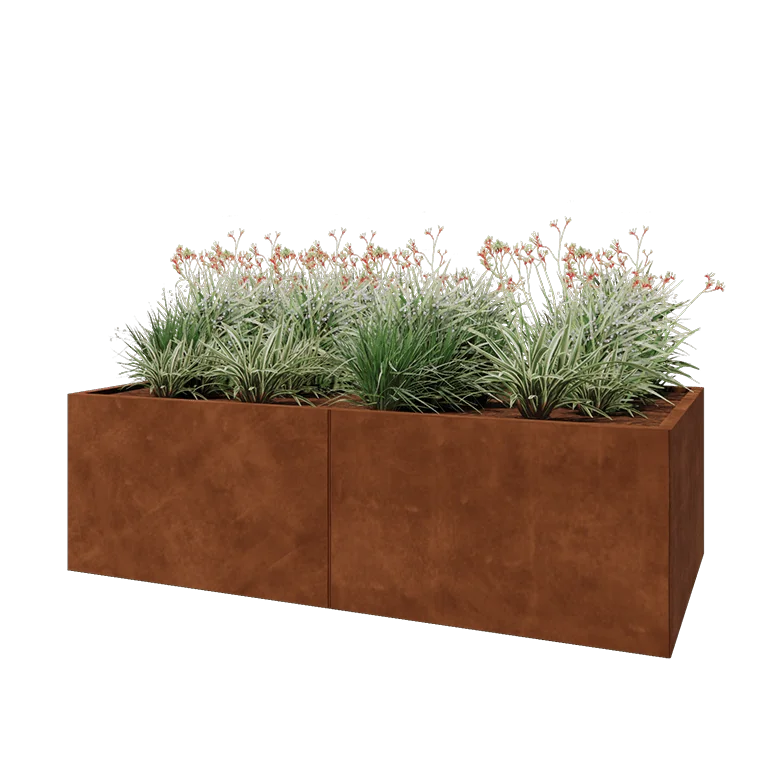 Corten jekleno korito za rože XXL - Pravokotnik - 200 x 100 x 60 cm - Brez dnoplošče