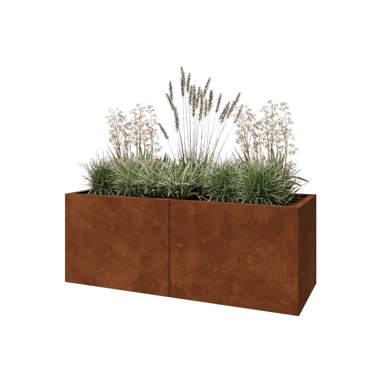 Corten jekleno korito za rože XXL - Pravokotnik - 160 x 60 x 60 cm - Z dnoploščo