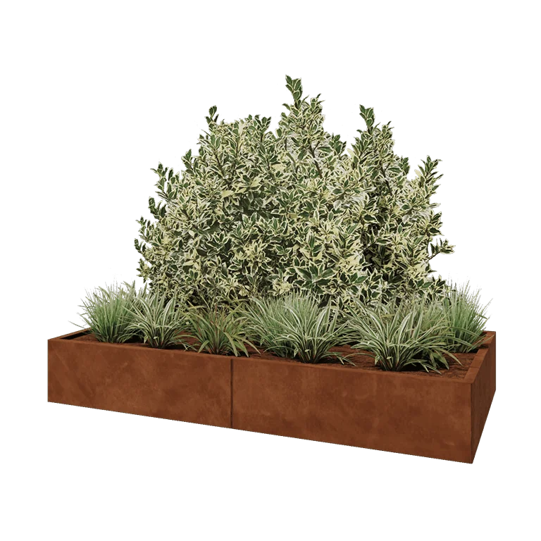 Corten jekleno korito za rože XXL - Pravokotnik - 200 x 100 x 30 cm - Brez dnoplošče