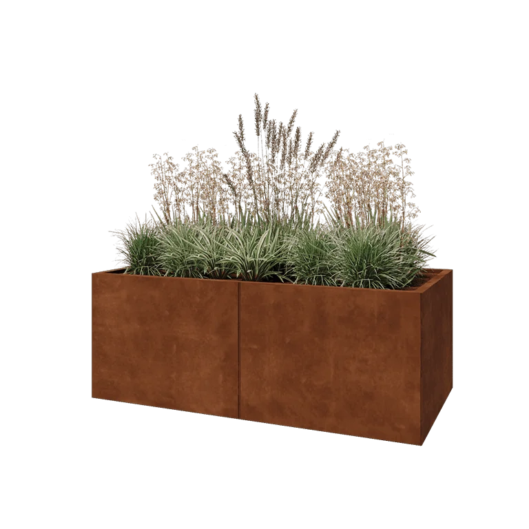 Corten jekleno korito za rože XXL - Pravokotnik - 160 x 80 x 60 cm - Brez dnoplošče