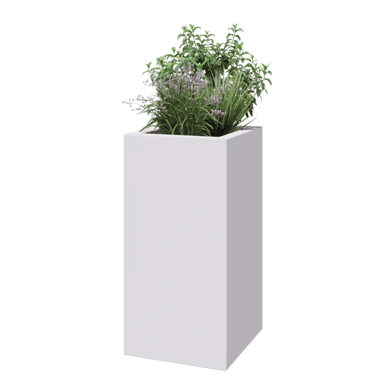 Poliester Korito za rože - Kvadrat - 50 x 50 x 100 cm - RAL9010 mat (bela) - Z dnom