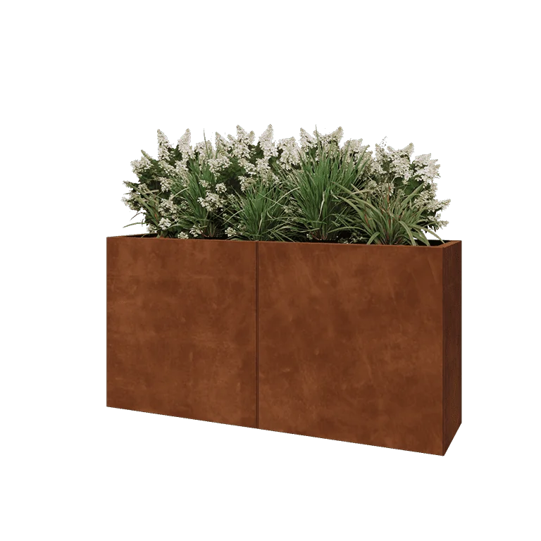 Corten jekleno korito za rože XXL - Pravokotnik - 160 x 40 x 80 cm - Brez dnoplošče