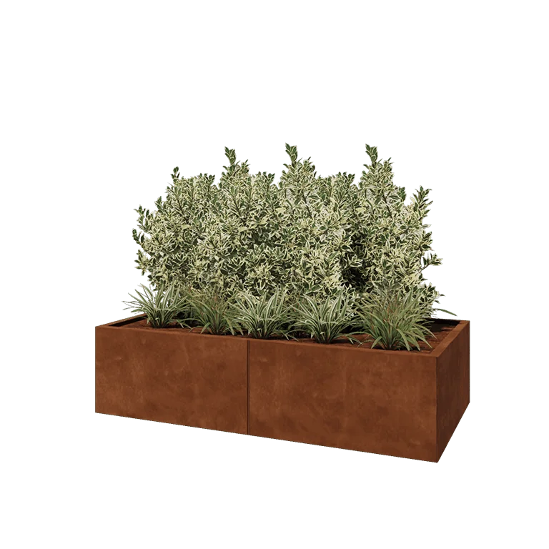 Corten jekleno korito za rože XXL - Pravokotnik - 160 x 80 x 40 cm - Brez dnoplošče