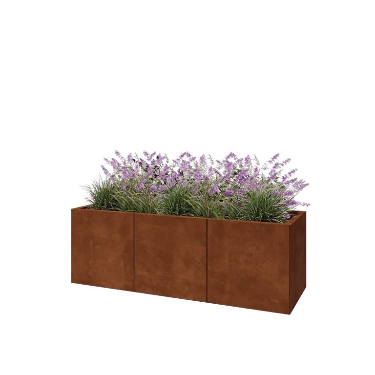 Corten jekleno korito za rože XXL - Pravokotnik - 150 x 50 x 50 cm - Brez dnoplošče