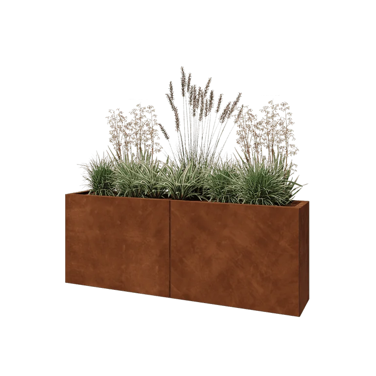 Corten jekleno korito za rože XXL - Pravokotnik - 160 x 30 x 60 cm - Brez dnoplošče