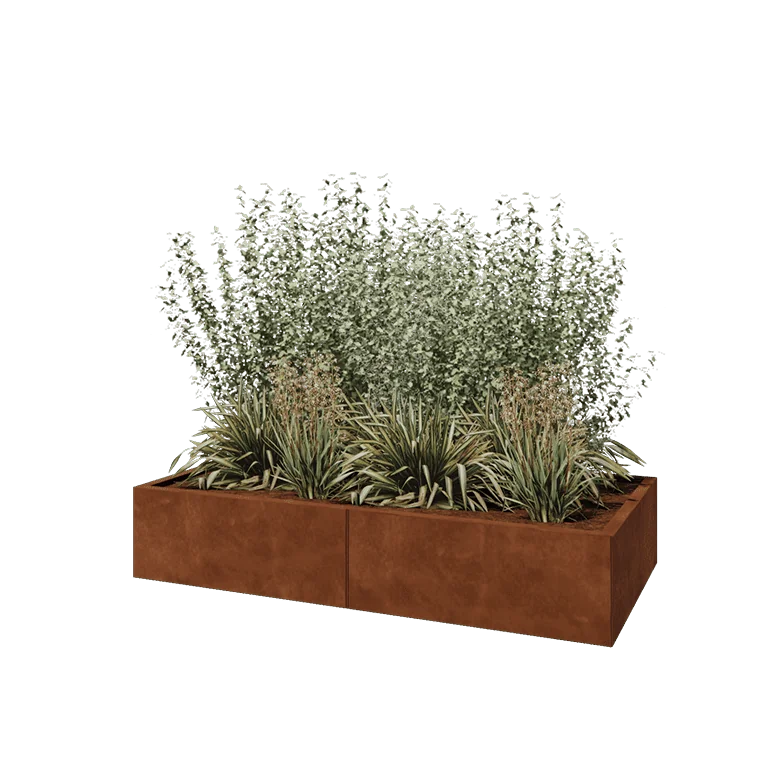 Corten jekleno korito za rože XXL - Pravokotnik - 160 x 80 x 30 cm - Z dnoploščo