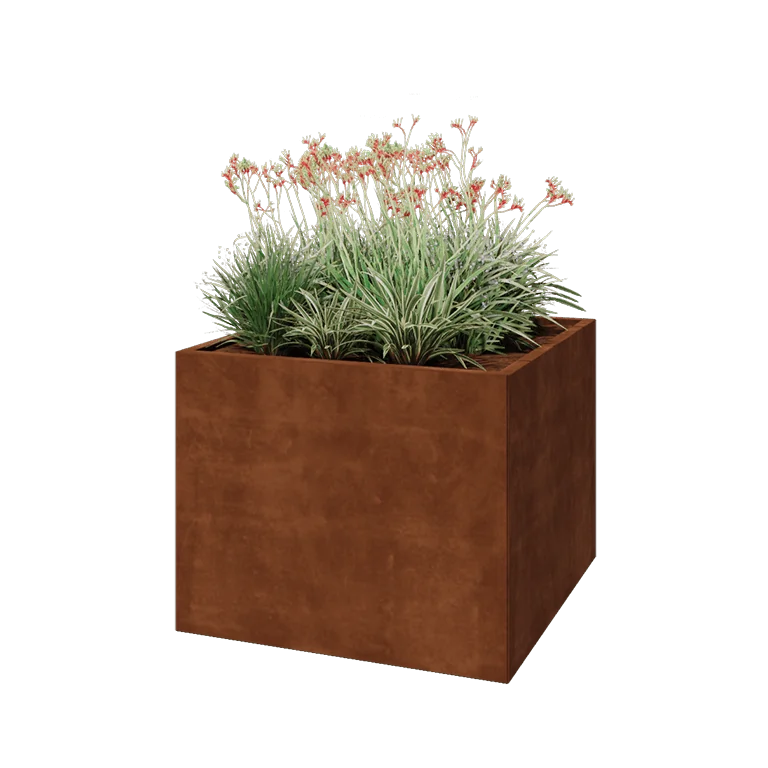 Corten jekleno korito za rože - Kvadrat - 100 x 100 x 80 cm - Brez dnoplošče