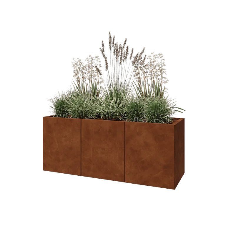 Corten jekleno korito za rože XXL - Pravokotnik - 150 x 50 x 60 cm - Z dnoploščo