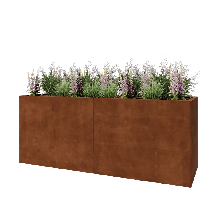 Corten jekleno korito za rože XXL - Pravokotnik - 200 x 60 x 80 cm - Brez dnoplošče