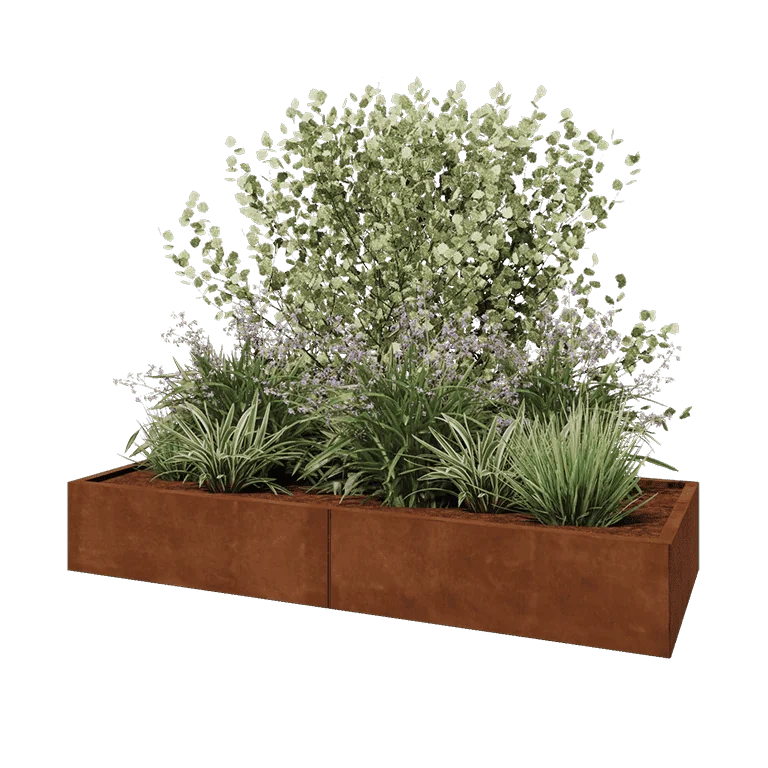 Corten jekleno korito za rože XXL - Pravokotnik - 200 x 80 x 30 cm - Brez dnoplošče