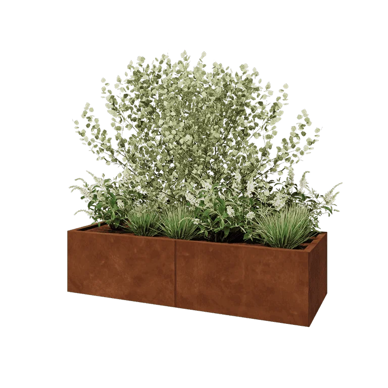 Corten jekleno korito za rože XXL - Pravokotnik - 160 x 60 x 40 cm - Brez dnoplošče