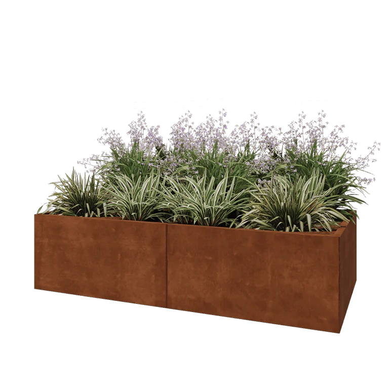 Corten jekleno korito za rože XXL - Pravokotnik - 200 x 100 x 50 cm - Brez dnoplošče